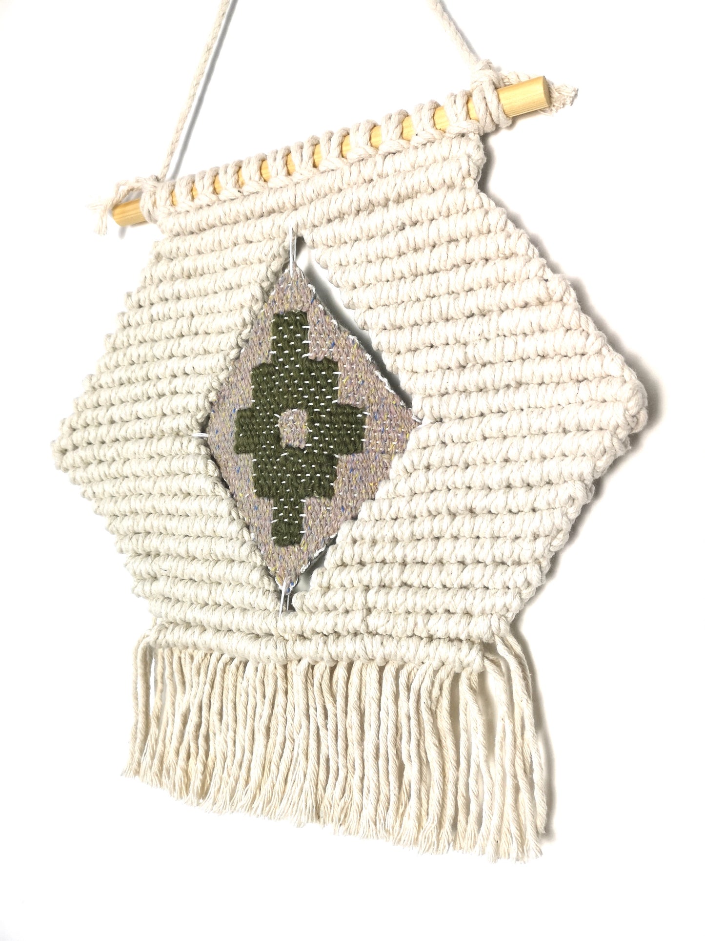 Geometric macrame and hand woven wall art