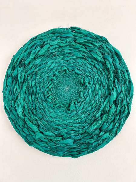 Vibrant green silk circular weaving