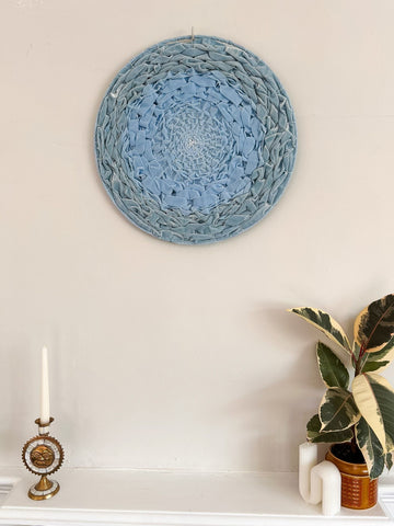 Sky blue velvet ribbon circular weaving