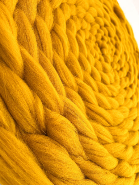 Mustard wool roving circular weaving - 70cm diameter