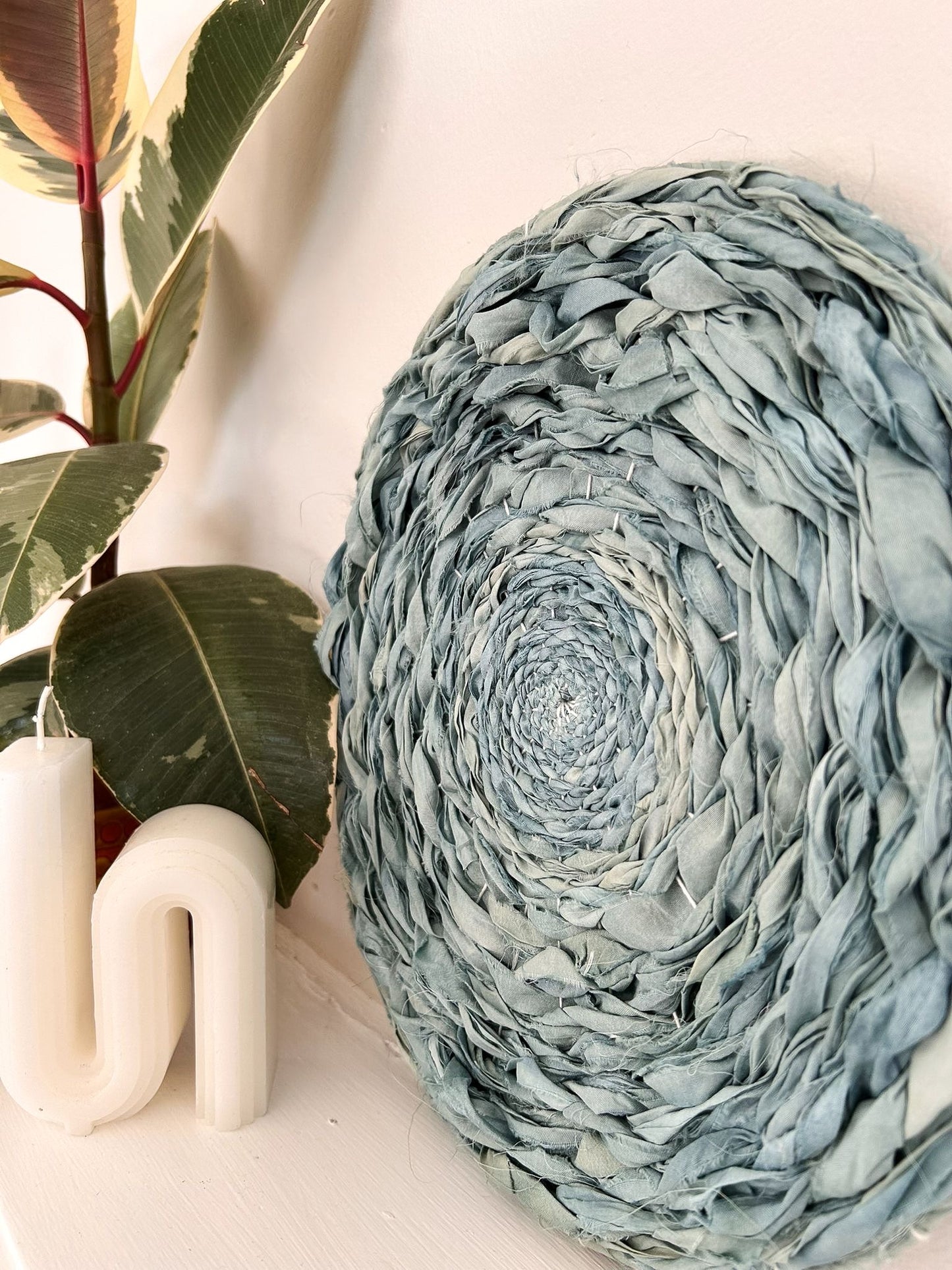 Sea blue green silk circular weaving
