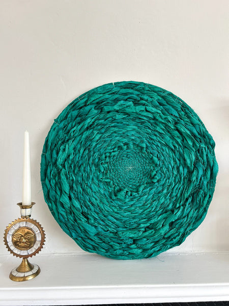 Vibrant green silk circular weaving