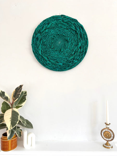 Vibrant green silk circular weaving