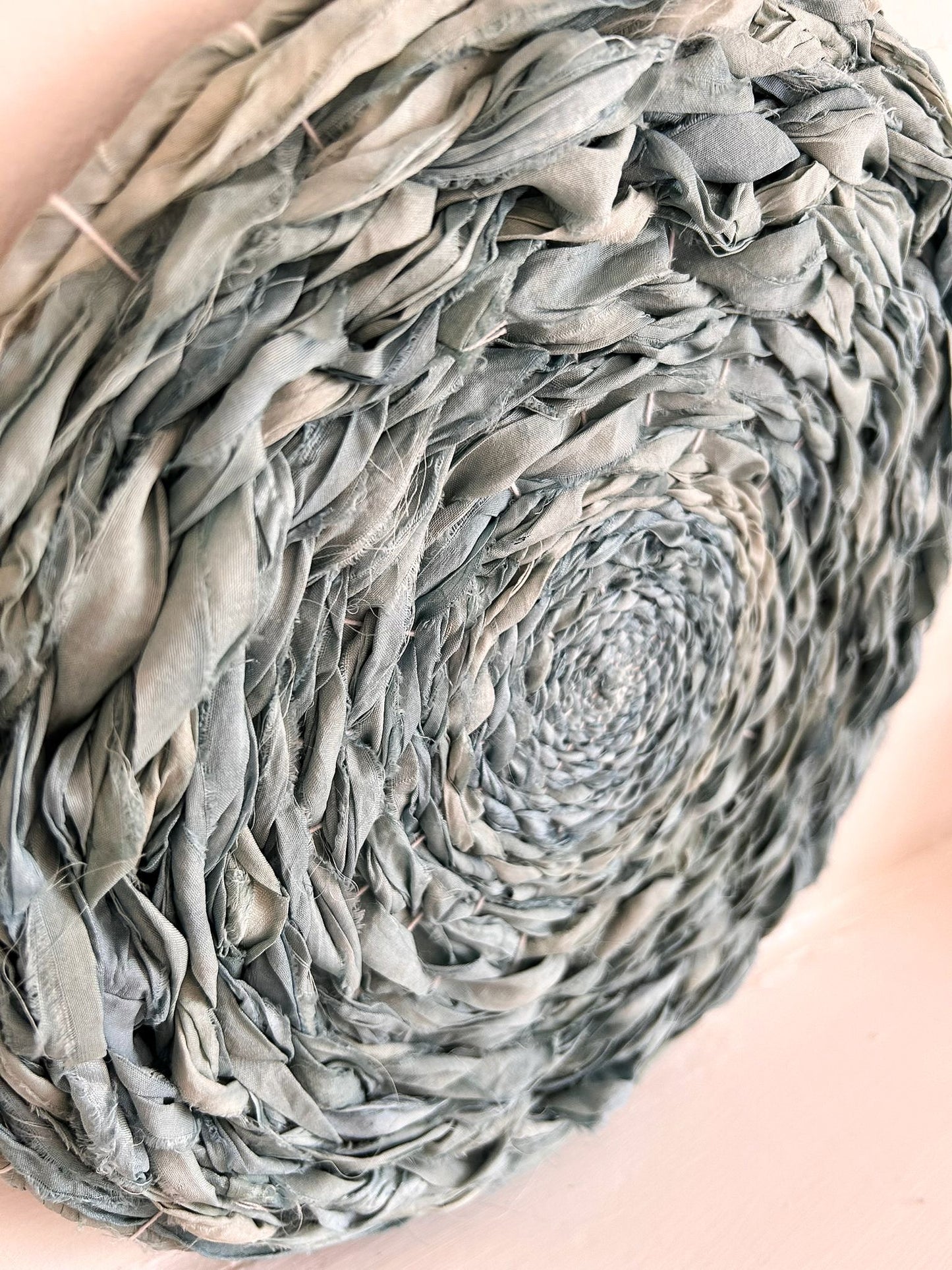 Sea blue green silk circular weaving