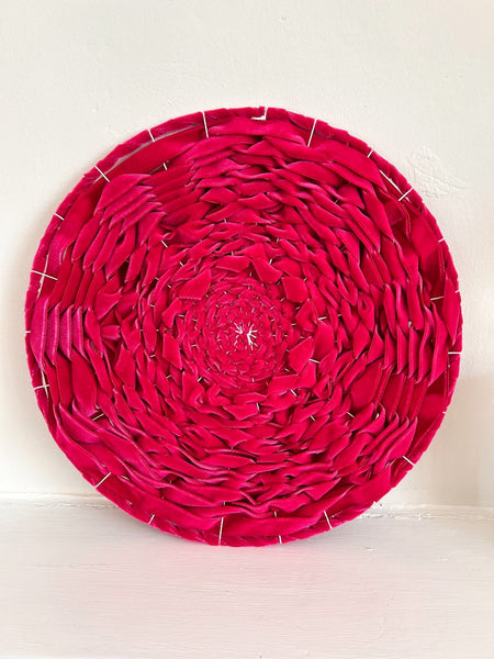 Hot Pink vintage inspired velvet circular weaving