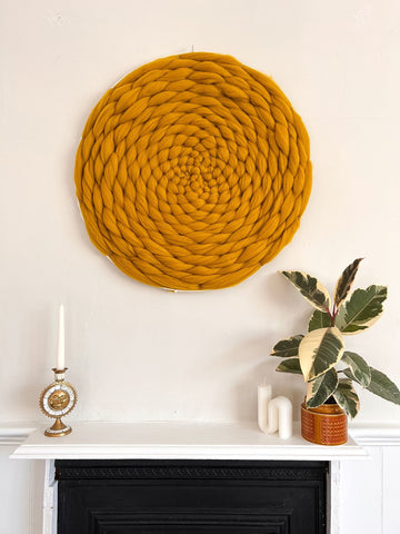 Mustard wool roving circular weaving - 70cm diameter