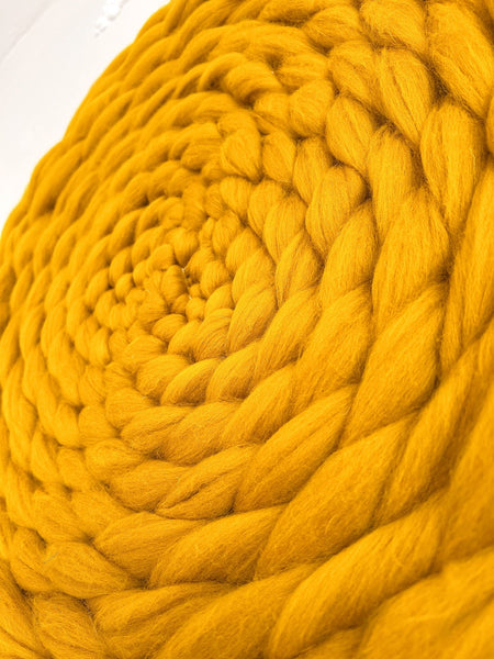 Mustard wool roving circular weaving - 70cm diameter