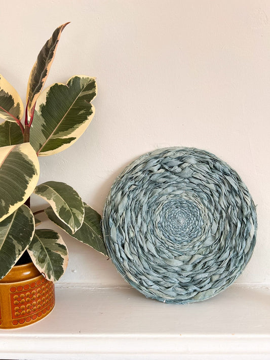 Sea blue green silk circular weaving