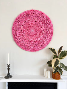 Calming pink silk circular weaving