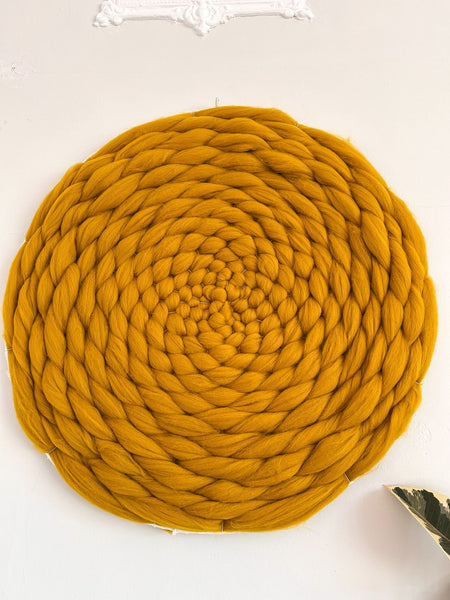 Mustard wool roving circular weaving - 70cm diameter