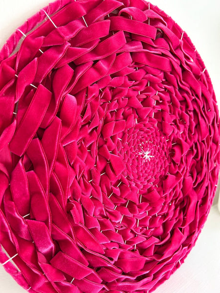 Hot Pink vintage inspired velvet circular weaving