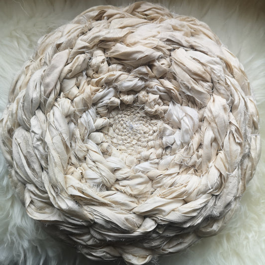 All silk neutral circular wall hanging