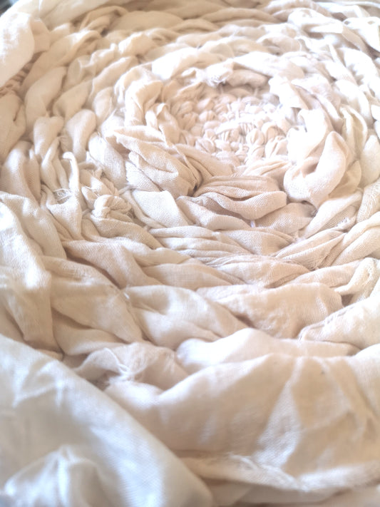 Naturally dyed light peach cotton circular weaving