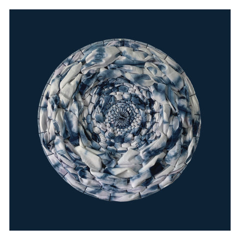 Blue and white hand dyed circular wall art
