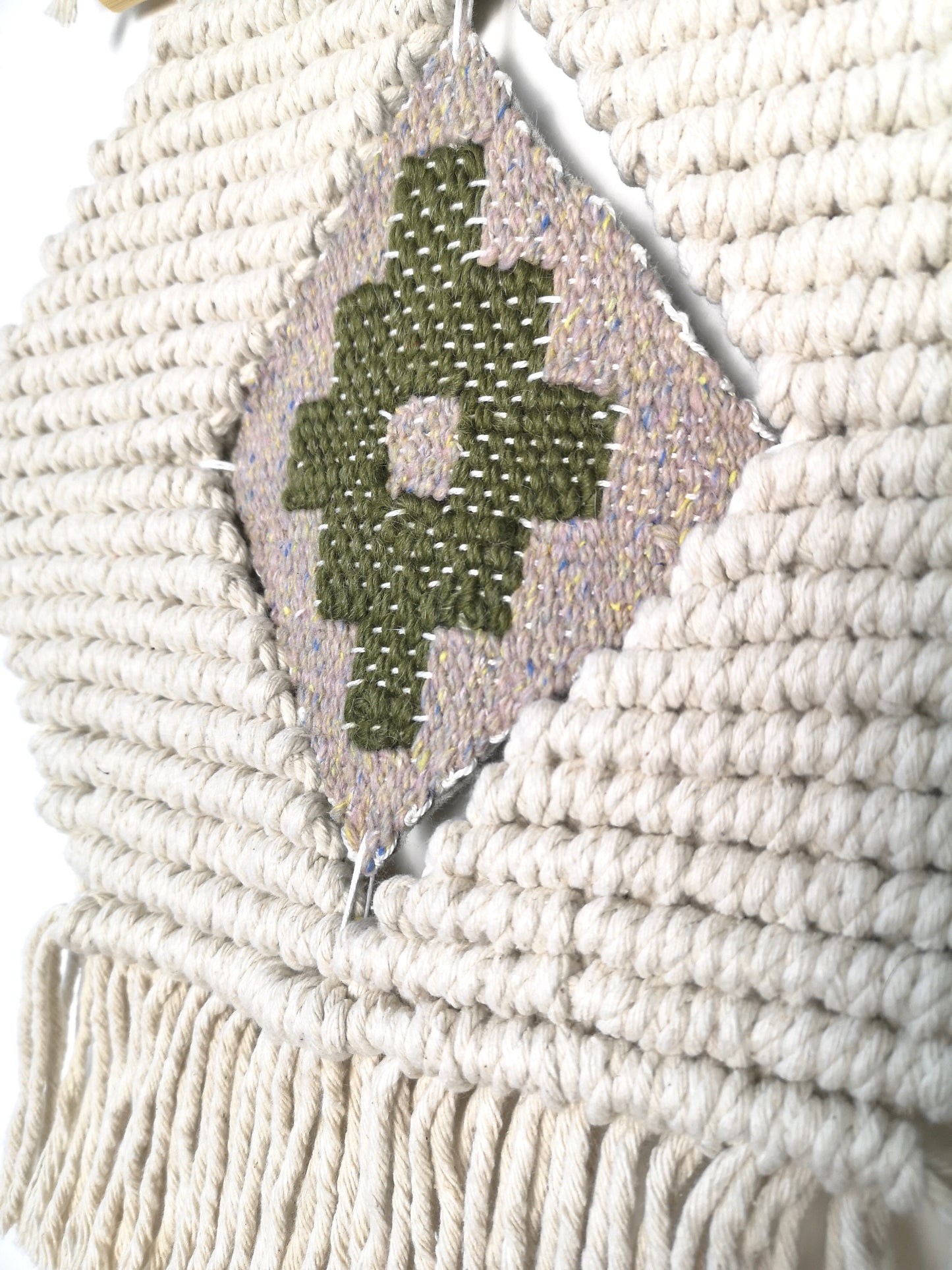 Geometric macrame and hand woven wall art