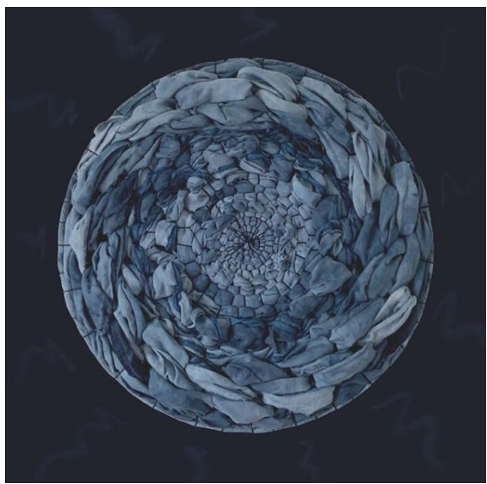 Dark blue hand-dyed circular moon weaving